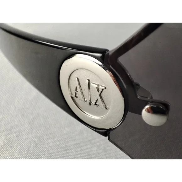 Armani Exchange AX063/S Shield Sunglasses Black Smoke Lens Silver Logo Y2K - Picture 6 of 11